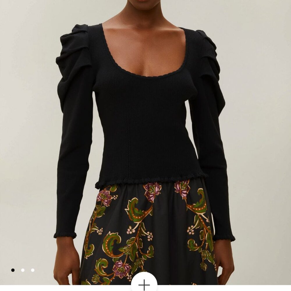 FARM RIO black knit blouse/sweater Medium